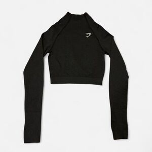 Gymshark Black Fitted Long Sleeve Crop Top